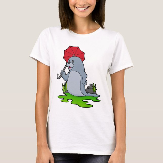 Siegel Regenschirm T-Shirt (Vorderseite)