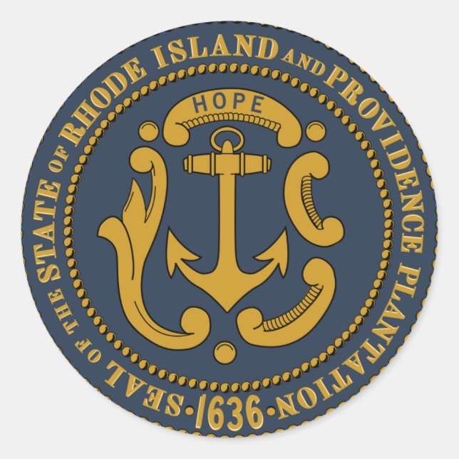 Siegel Rhode Island Runder Aufkleber (Vorderseite)