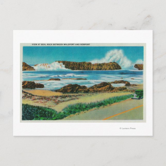 Siegel Rock zwischen Waldport und Newport Postkarte (Vorderseite)