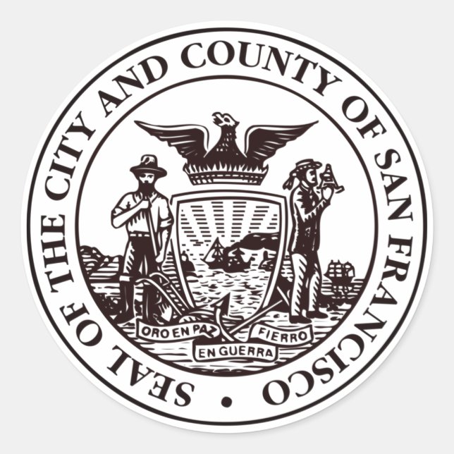 Siegel San Francisco, CA Runder Aufkleber (Vorderseite)