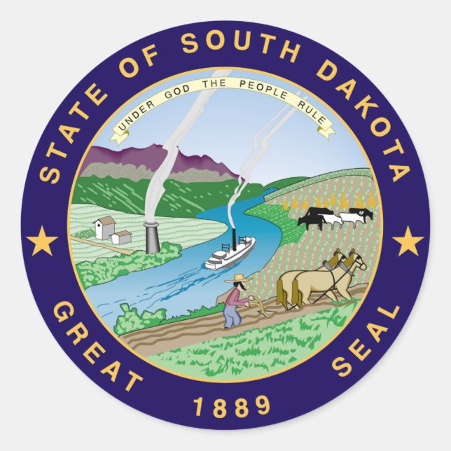 Siegel South Dakota Runder Aufkleber (Vorderseite)
