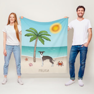 Siegel und Weißer Iggy Hund im tropischen Sommer B Fleecedecke