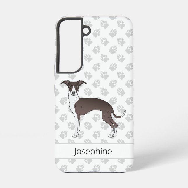 Siegel und weißer italienischer Grauhund mit Paws Samsung Galaxy Hülle (Rückseite)