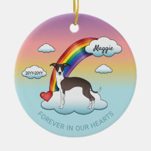 Siegel- und Weißgrau-Rainbow-Gedenkstätte Keramik Ornament