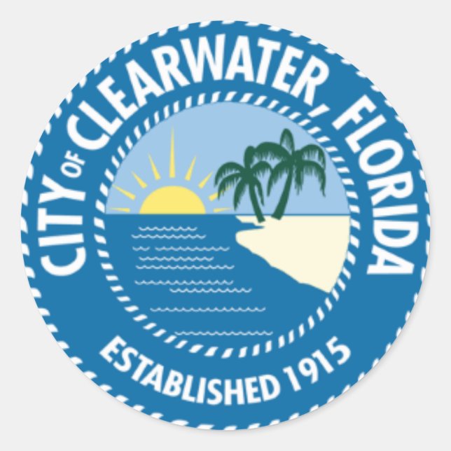 Siegel von Clearwater, Florida Runder Aufkleber (Vorderseite)