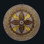 Siegel von Shamash - Holz brannte mit Goldakzenten Dartscheibe<br><div class="desc">Siegel von Shamash - Holz brannte mit Goldakzenten</div>