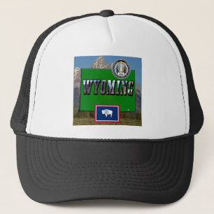 Siegel "Wyoming Picture", "Map", "Flag" und "Staat Truckerkappe