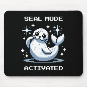 Siegelmodus Aktiviert Pixelkunst-Siegel Retro-Game Mousepad