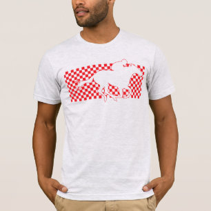 Siegendes Rennpferd auf Schachbrett Rot auf Asche T-Shirt