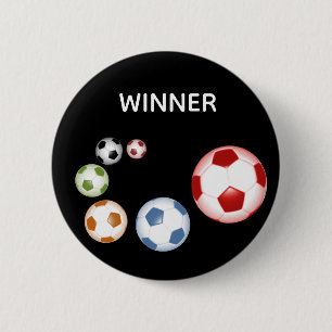 Sieger Fußball (Fußball) Bälle auf schwarz Button
