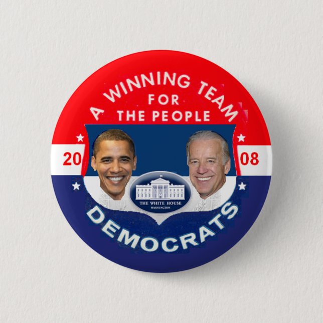 SIEGERMANNSCHAFT Obama Biden das Haus-Knopf Button (Vorderseite)