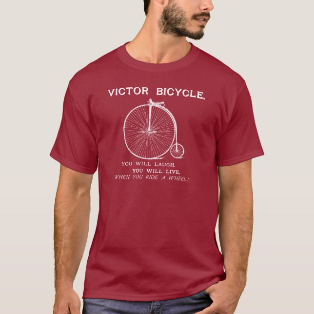 Siegers-Fahrrad-Plakat 1880, weiß T-Shirt (Vorderseite)
