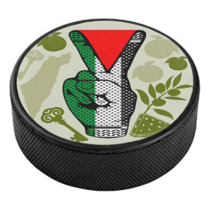 Siegessymbol Hand Widerstand Rot Dreieck Symbol Eishockey Puck