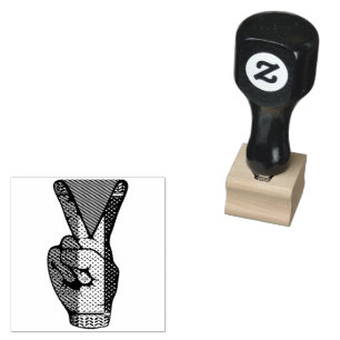 Siegessymbol Hand Widerstand Rot Dreieck Symbol Gummistempel