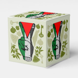 Siegessymbol Hand Widerstand rotes Dreieckssymbol Geschenkschachtel