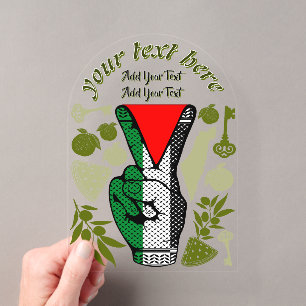 Siegessymbol Hand Widerstand rotes Dreiecksymbol Acryleinladungen
