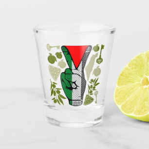 Siegessymbol Hand Widerstand rotes Dreiecksymbol Schnapsglas