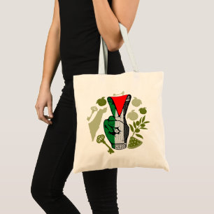 Siegessymbol Hand Widerstand rotes Dreiecksymbol Tragetasche