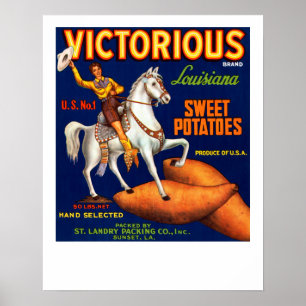 Siegreiche Marke Louisiana Süßkartoffeln Poster