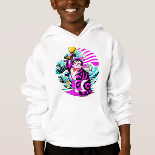 Siegreiche Wellenkatze - Japanisches Gamer-Geschen Hoodie