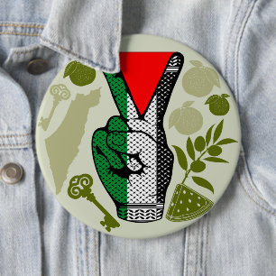 Siegreiches Handzeichen Widerstand Roten Dreiecksy Button