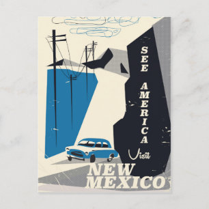 Sieh Amerika - New Mexico Vintage Reiseposter Postkarte