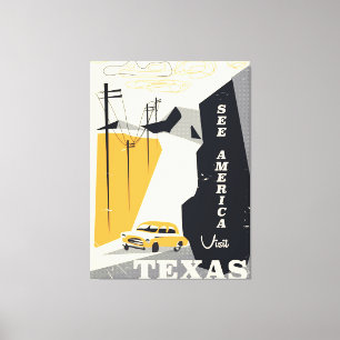 Sieh Amerika - Texas 1950er Jahre Vintage-Reisepos Leinwanddruck