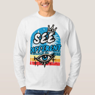 Sieh Anders Retro Langarm T-Shirt