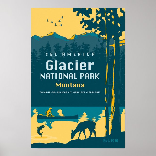 Siehe America - Glacier National Park Travel Poste Poster (Vorne)