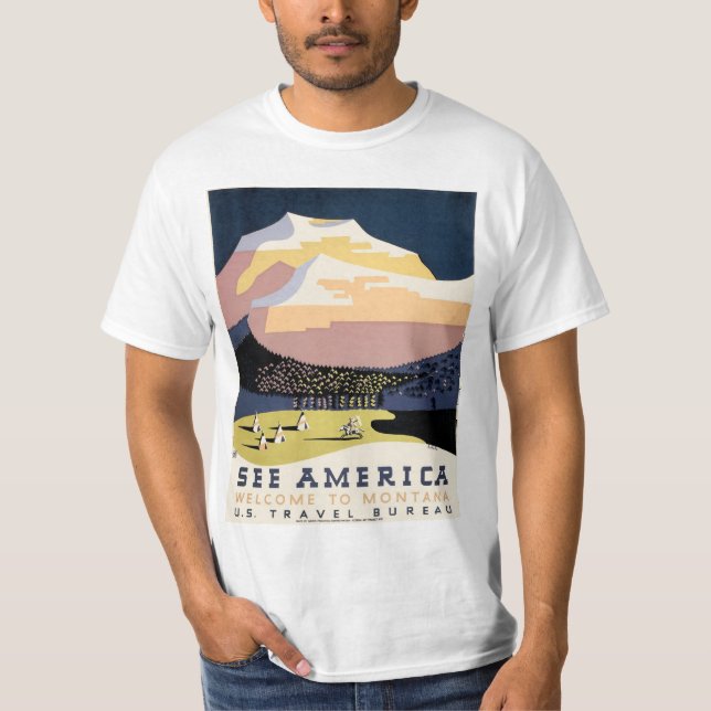 Siehe Amerika ~ Willkommen in Montana T-Shirt (Vorderseite)