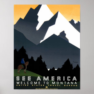 Siehe Amerika - Willkommen in Montana - WPA Poster