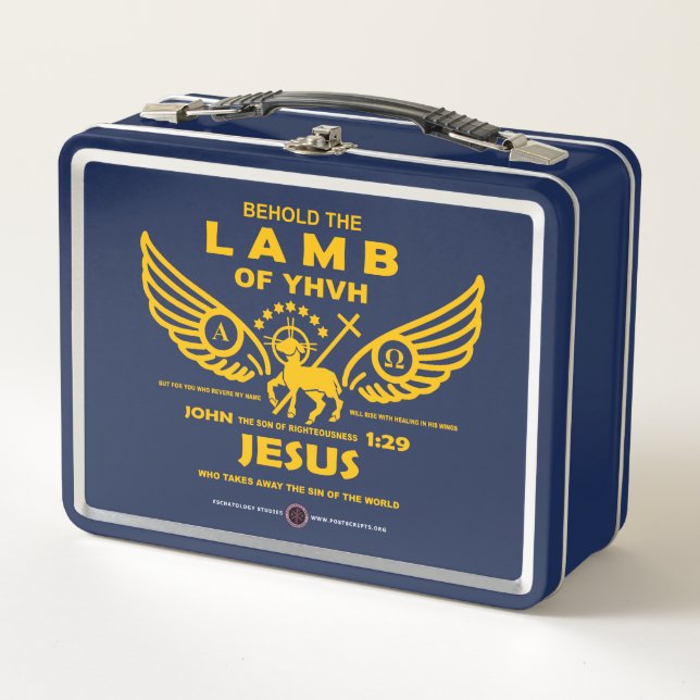 Siehe das Lamm des JHVH Metall Brotdose (Vorderseite)