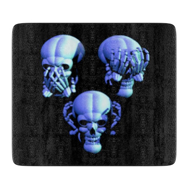 Siehe Hear Spear No Evil Skulls Cutting Board Schneidebrett (Vorderseite)