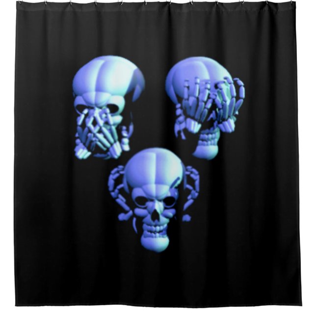 Siehe Hörgeräusch ohne böse Skulls Duschvorhang (Vorderseite)