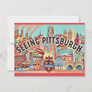 Siehe Pittsburgh Illustrated Postcard Postkarte