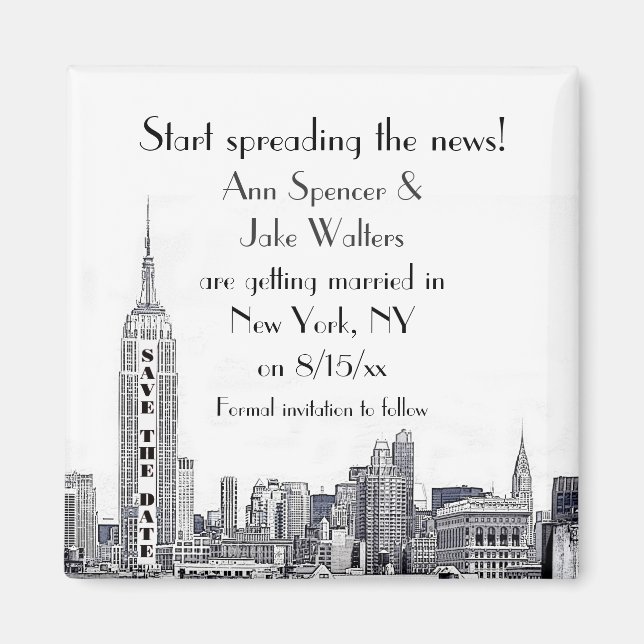 SIEHE REVISED LINK! NYC Skyline Etched 01 Rett Dat Magnet (Vorne)