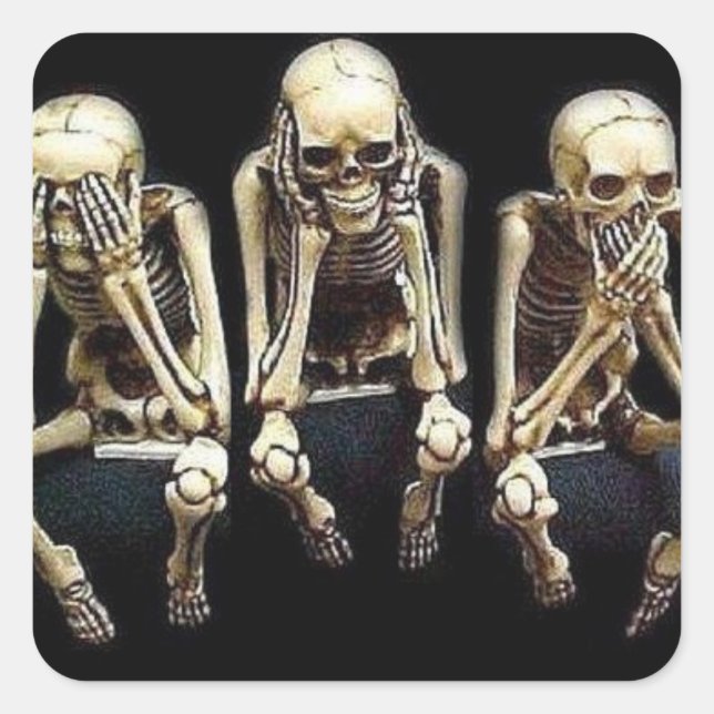 SIEHE SPEAK HEKNO EVIL QUADRATISCHER AUFKLEBER (Vorderseite)