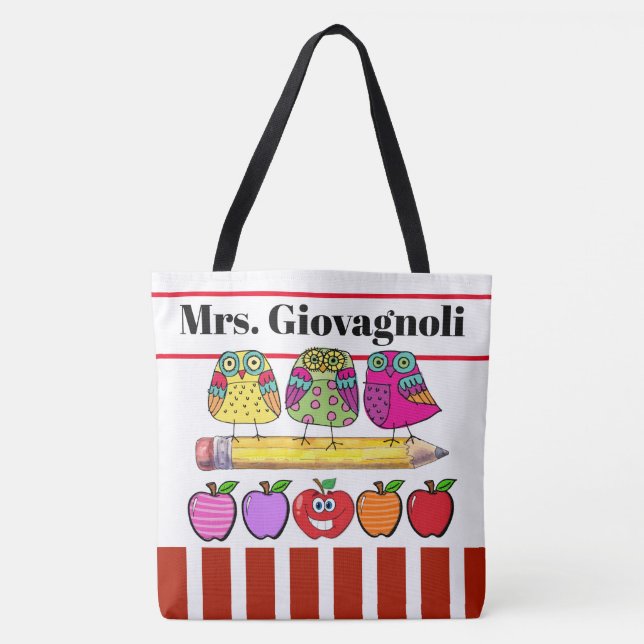 Siehe Zurück - Tasche für Niedliche Owl Teacher (Vorderseite)