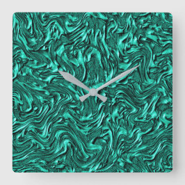 Sieht aus wie ein Jadegrün mit einer Wandstruktur Quadratische Wanduhr