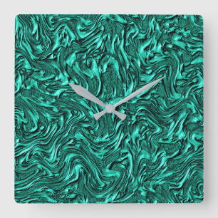 Sieht aus wie ein Jadegrün mit einer Wandstruktur Quadratische Wanduhr