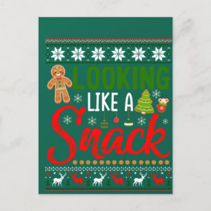 Sieht aus wie ein Snack Lustiger Weihnachtscookie  Postkarte