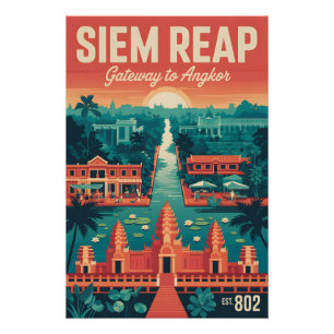 Siem Reap Kambodscha Retro-Reiseplakat Kunst Poster