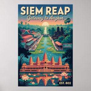 Siem Reap Kambodscha Retro-Reiseposter-Kunst Poster