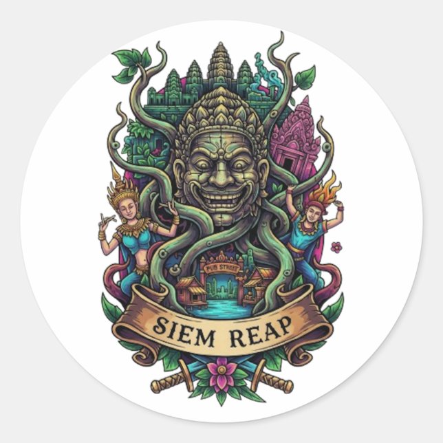 SIEM REAP RUNDER AUFKLEBER (Vorderseite)
