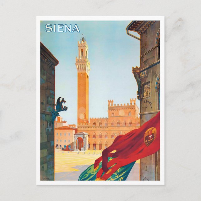 Siena Italien Jahrgang Reise Postkarte (Vorderseite)