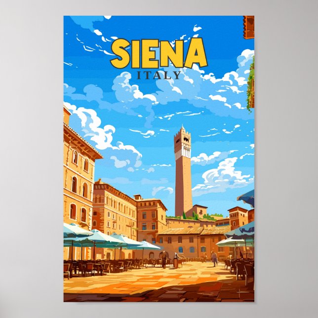 Siena Italien Reisen Kunst Vintage Illustration Poster (Vorne)