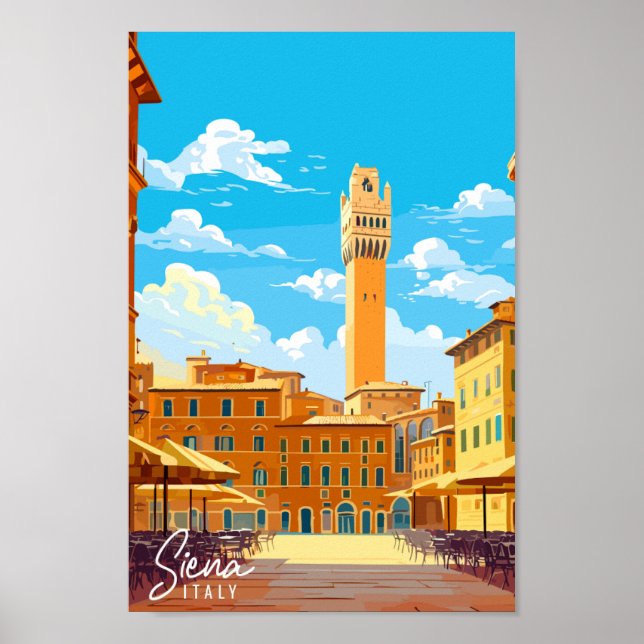 Siena Italien Vintage Reise Illustration Poster (Vorne)