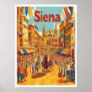 Siena Italien Vintage-Reiseillustration Poster