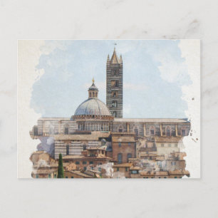 Siena Italien Wasserfarben Kunst, Kultur Postkarte