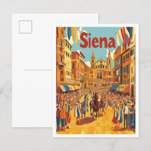 Siena Italy Vintage Travel Illustration Postkarte